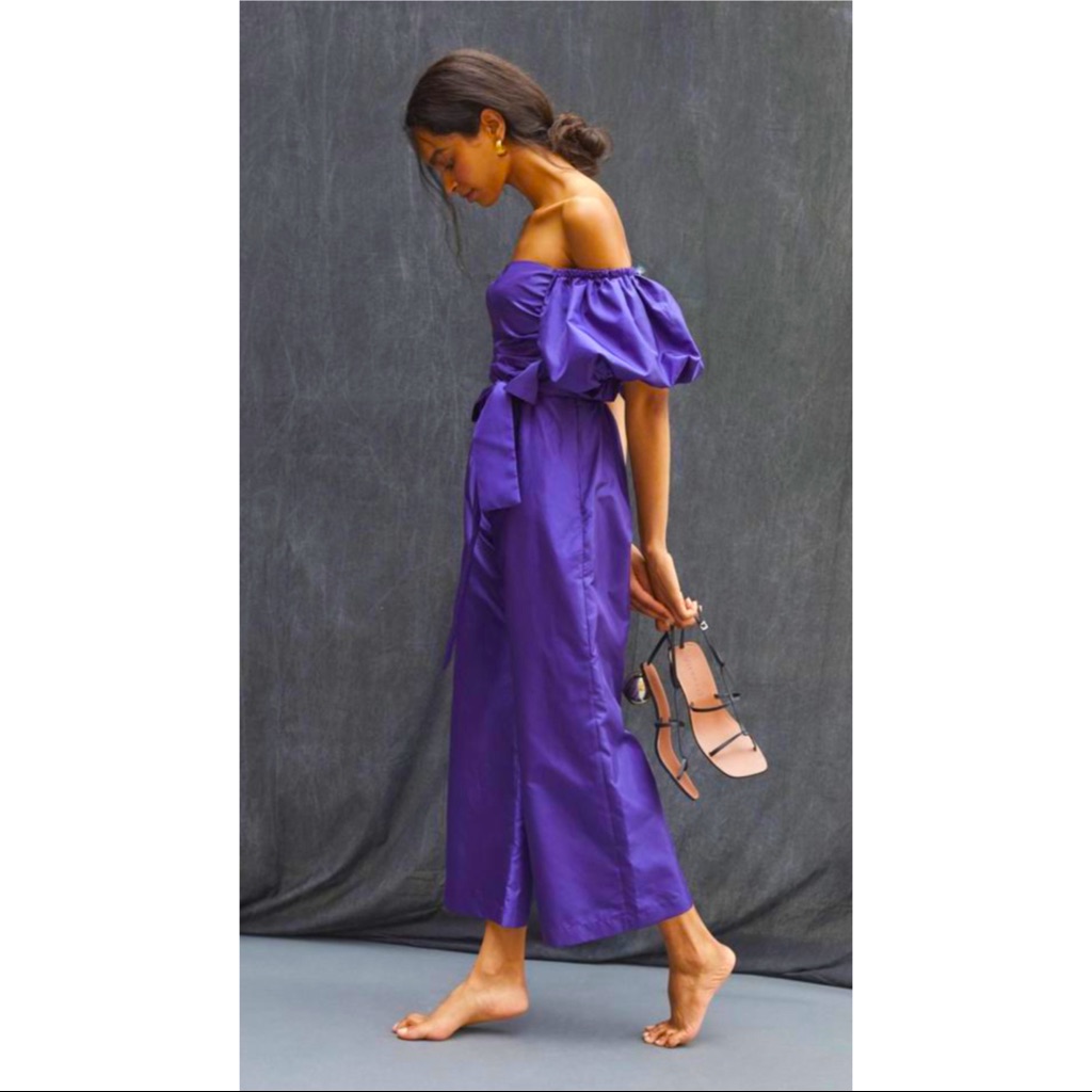 Anthropologie Dark Purple Delfi Off-The-Shoulder Romper **New With Tags**